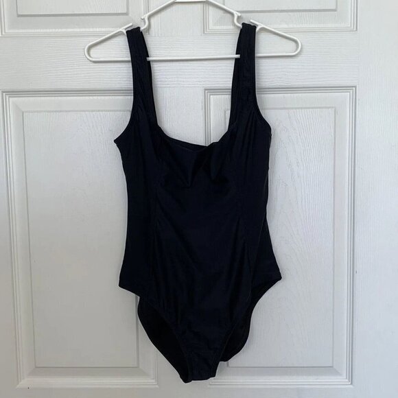 Mynah Swimsuit Medium Black One Piece Square Neck Nylon Spandex - Picture 2 of 12